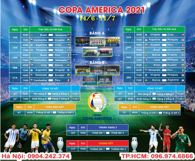 Bán Lịch thi đấu Copa America 2021 giá rẻ có sẵn